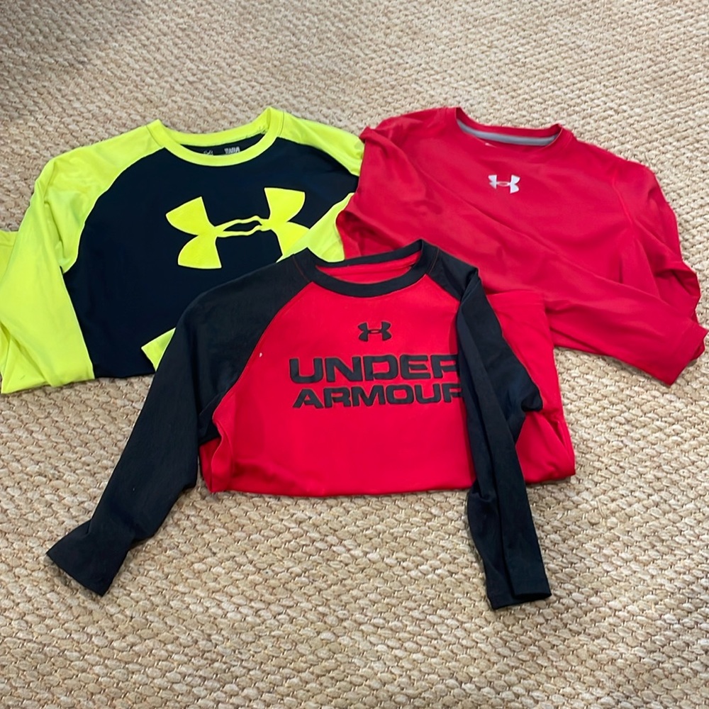 Lot of 3 Under Armour boys’ long-sleeve shirts